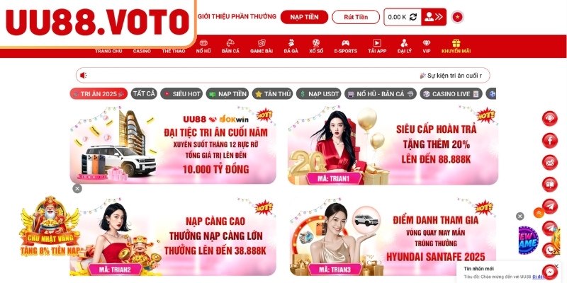 Tổng hợp các chương trình khuyến mãi UU88  giá trị nhất